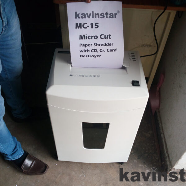 Kavinstar MC 15 Micro Cut Paper Shredder Machine Shred Upto 12-15 Sheets (70gsm) at a time with Separate Slot for CD & Credit Card