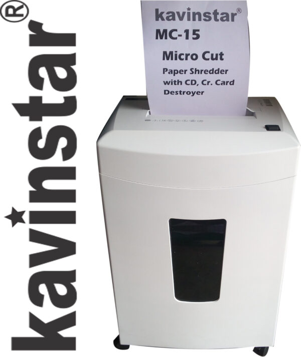 Kavinstar MC 15 Micro Cut Paper Shredder Machine Shred Upto 12-15 Sheets (70gsm) at a time with Separate Slot for CD & Credit Card - Image 2